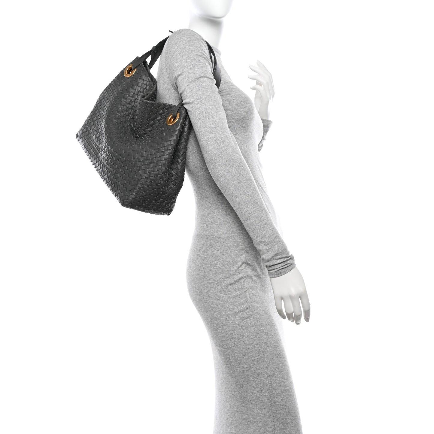 Nappa Intrecciato Medium Garda Bag Light Grey