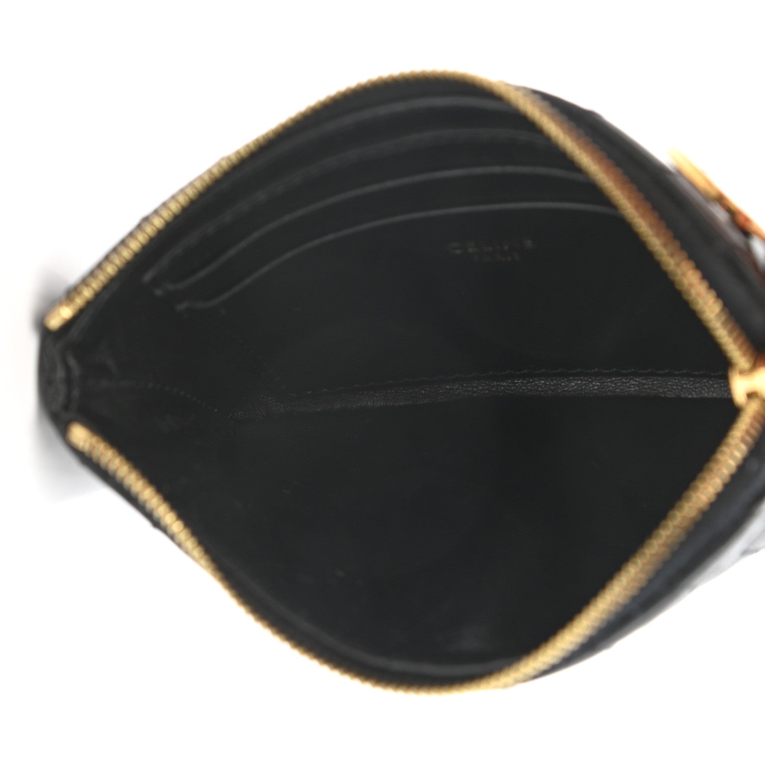 Celine Calfskin Quilted C Charm Coin Card Pouch Black 5 of 9