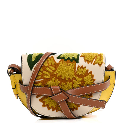 Loewe Calfskin Embroidered Floral Mini Gate Crossbody Bag Yellow 1 of 19