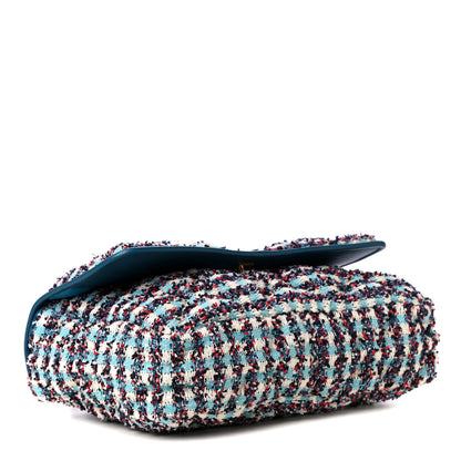 Chanel Lambskin Tweed Maxi Flap Blue Multicolor 4 of 5