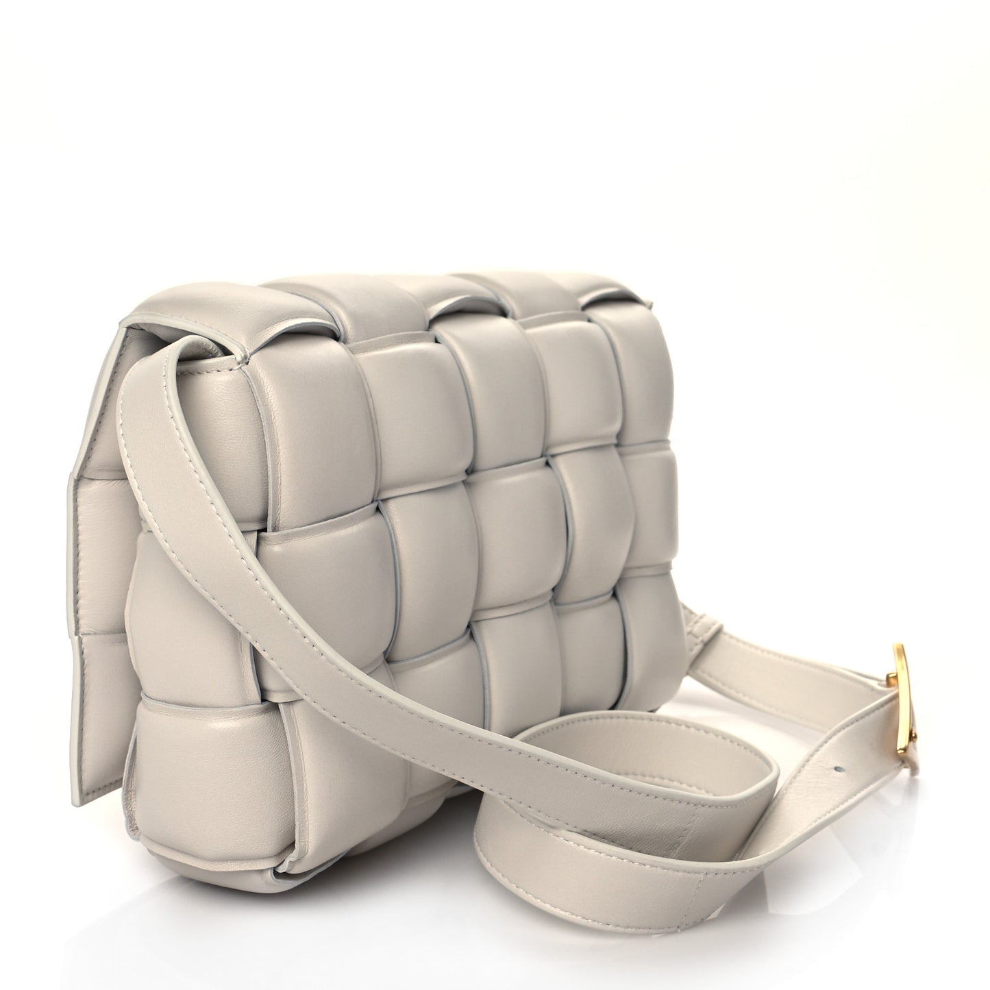 Nappa Maxi Intreccio Padded Cassette Crossbody Bag Chalk