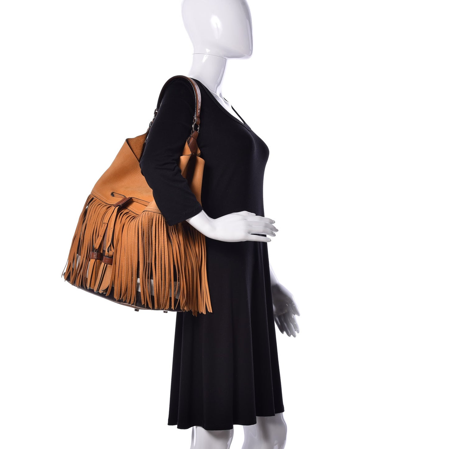 Suede Fringe Large Belgrove Bucket Bag Tan