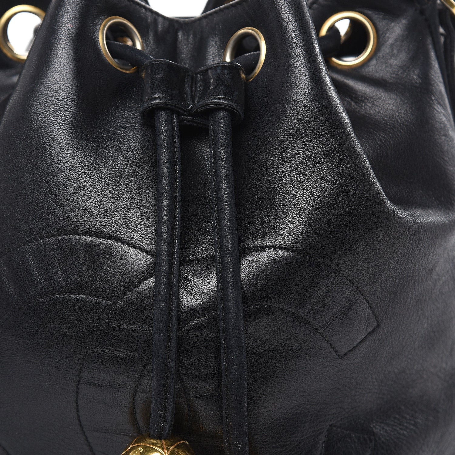 Chanel Lambskin CC Drawstring Shoulder Bag Black 14 of 19