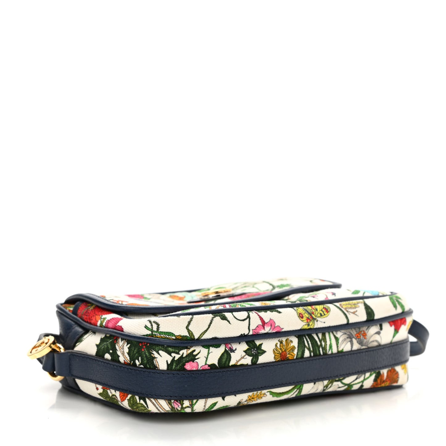 Canvas Flora Floral Shoulder Bag White Blue Agata Multicolor