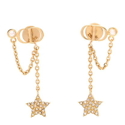Christian Dior Crystal Star CD J'Adior Dangle Earrings Gold 1 of 4