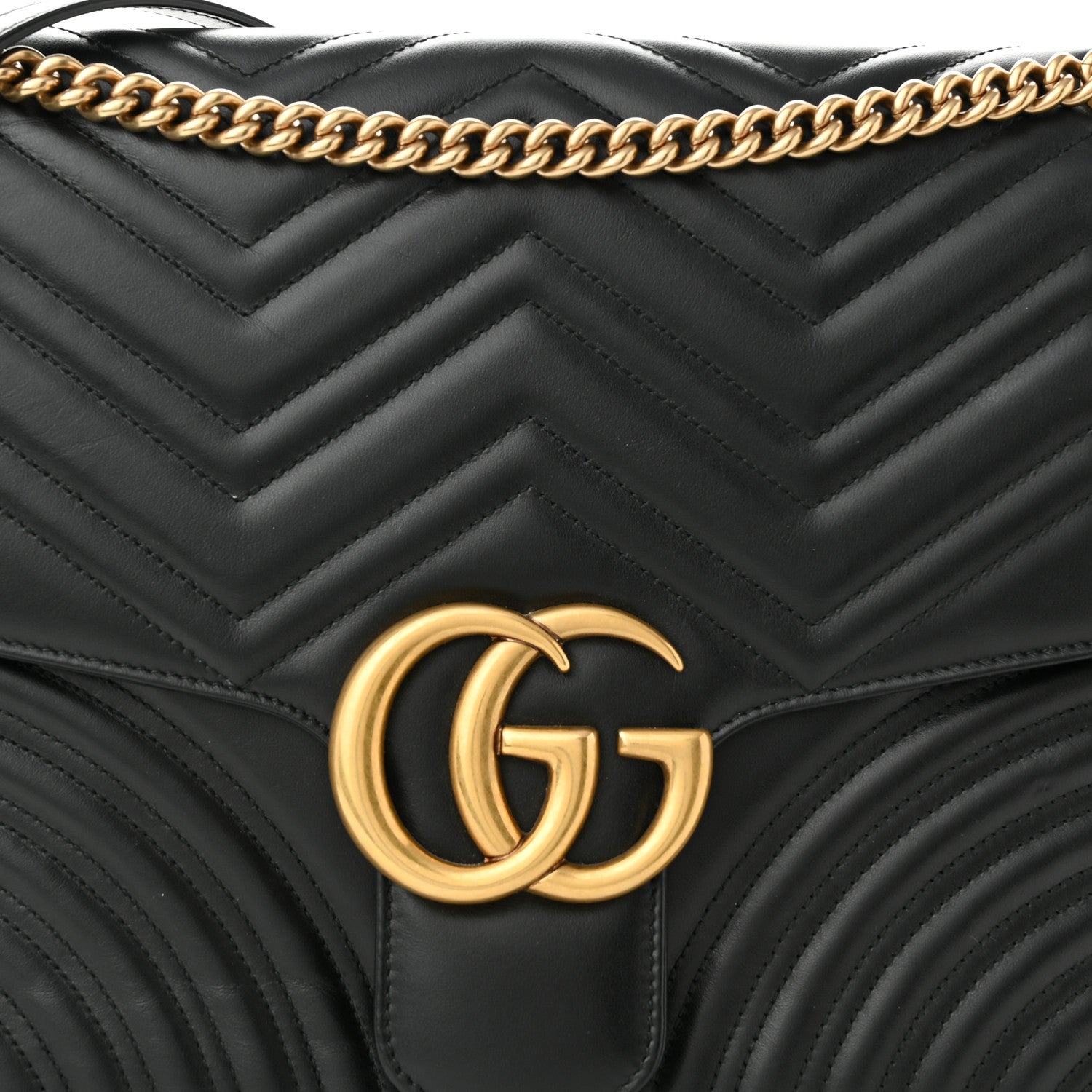 Gucci Calfskin Matelasse Large GG Marmont Shoulder Bag Black 8 of 11