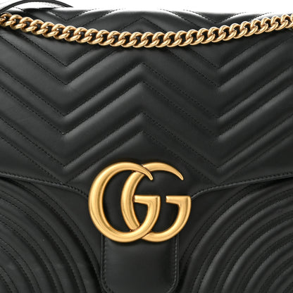 Gucci Calfskin Matelasse Large GG Marmont Shoulder Bag Black 8 of 11