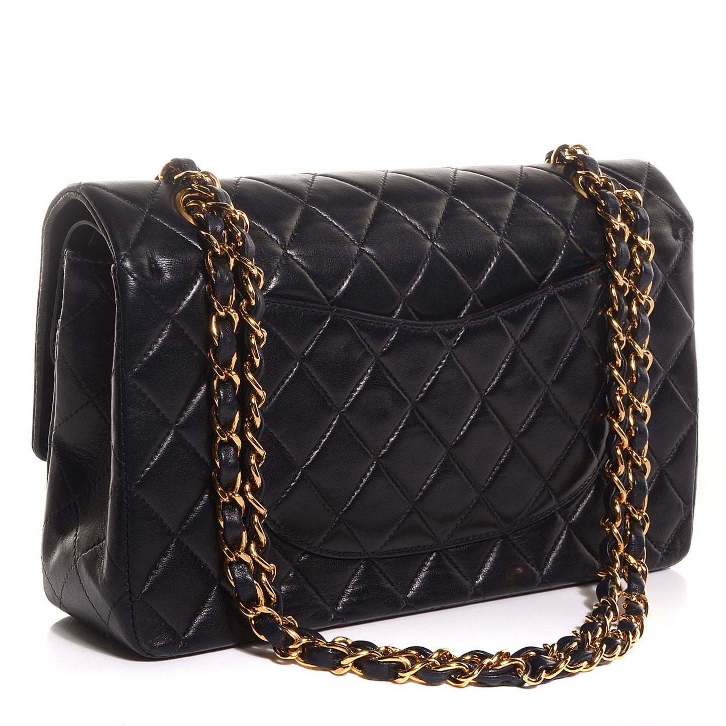 Lambskin Medium Double Flap Black