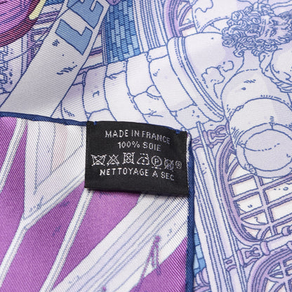 Hermes Silk Le Grand Prix Du Faubourg Scarf 90 Mauve Violet Jaune Soufre 4 of 4