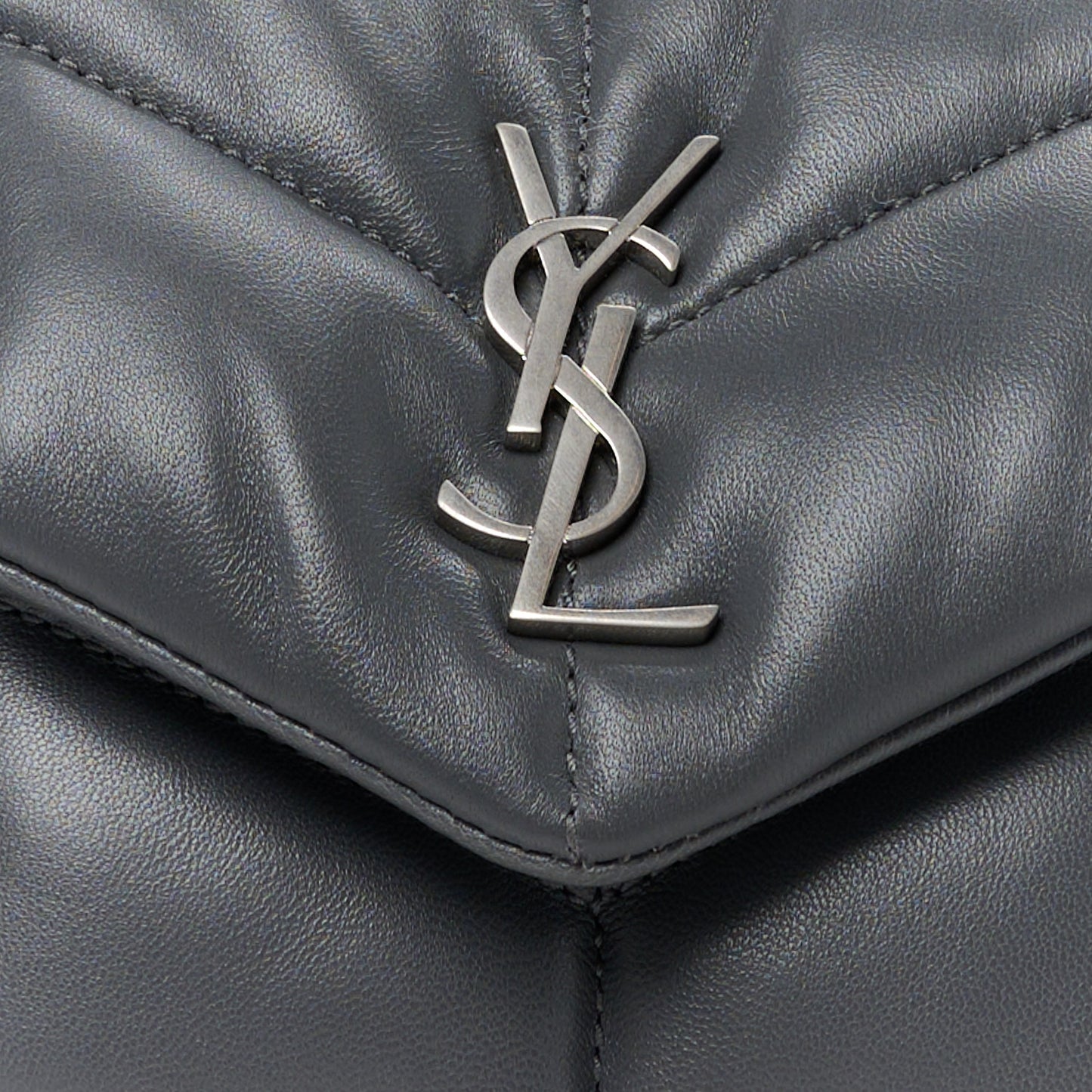 Lambskin Quilted Toy Loulou Puffer Monogram Chain Satchel Storm