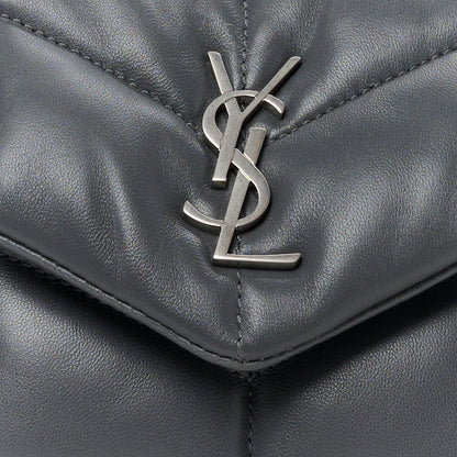 Saint Laurent Lambskin Quilted Toy Loulou Puffer Monogram Chain Satchel Storm 9 of 11