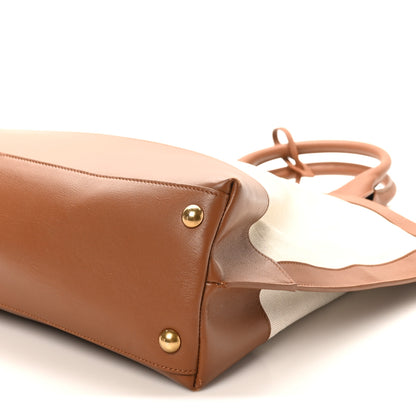 Saint Laurent Calfskin Linen Two Tone Cabas Tote Beige 10 of 10