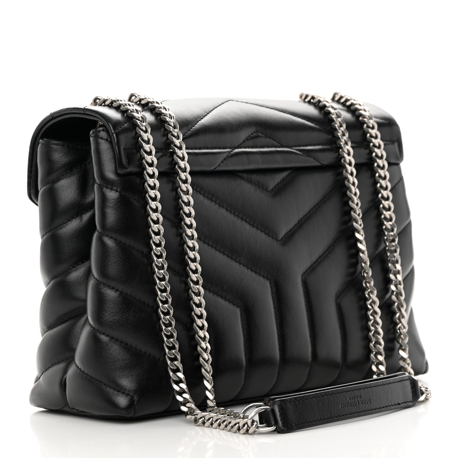 Saint Laurent Calfskin Y Quilted Monogram Small Loulou Chain Satchel Black 4 of 13