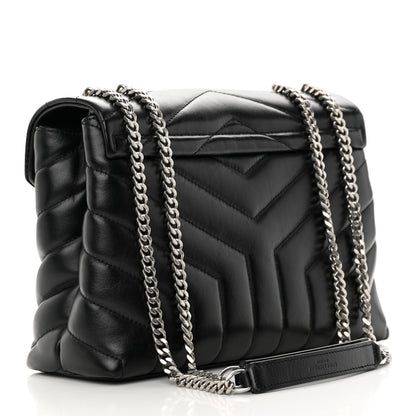 Saint Laurent Calfskin Y Quilted Monogram Small Loulou Chain Satchel Black 4 of 13