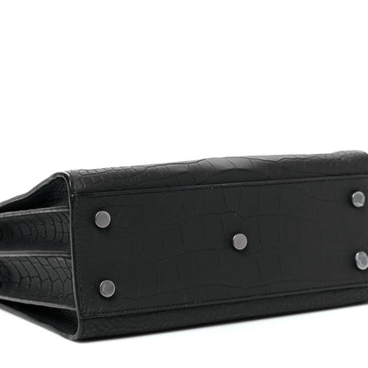 Saint Laurent Matte Alligator Baby Souple Sac de Jour Cocco Carbone 6 of 7
