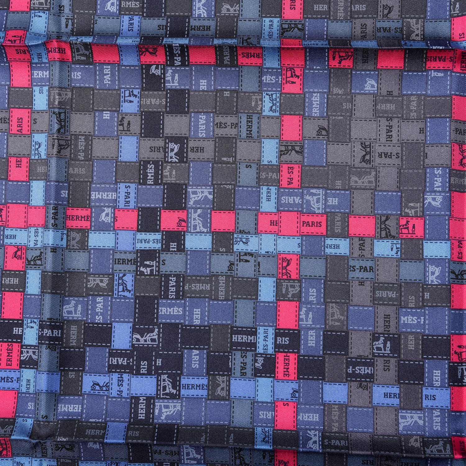 Hermes Silk Bolduc Au Carre Scarf 90 Bleu Jean Rose Vif 2 of 4