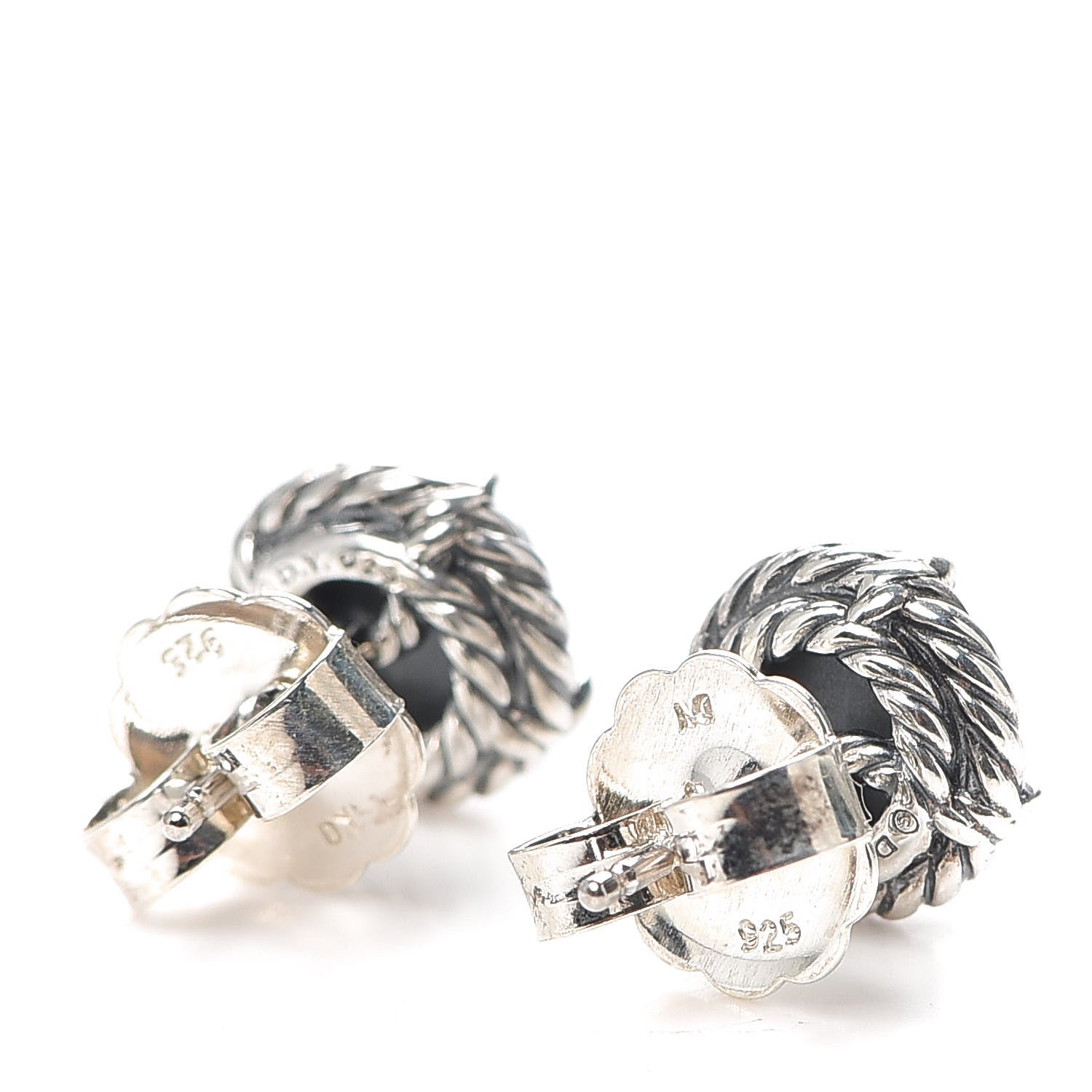 David Yurman Sterling Silver Black Orchid 8mm Chatelaine Earrings 3 of 4
