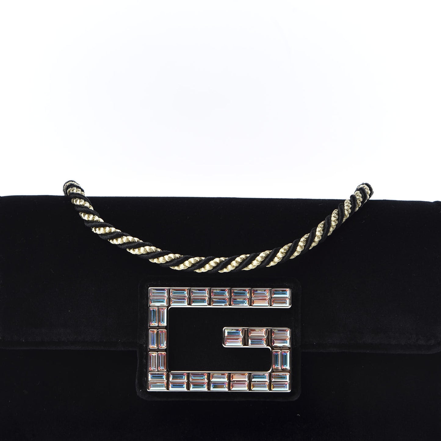 Velvet Crystal Square G Shoulder Bag Black