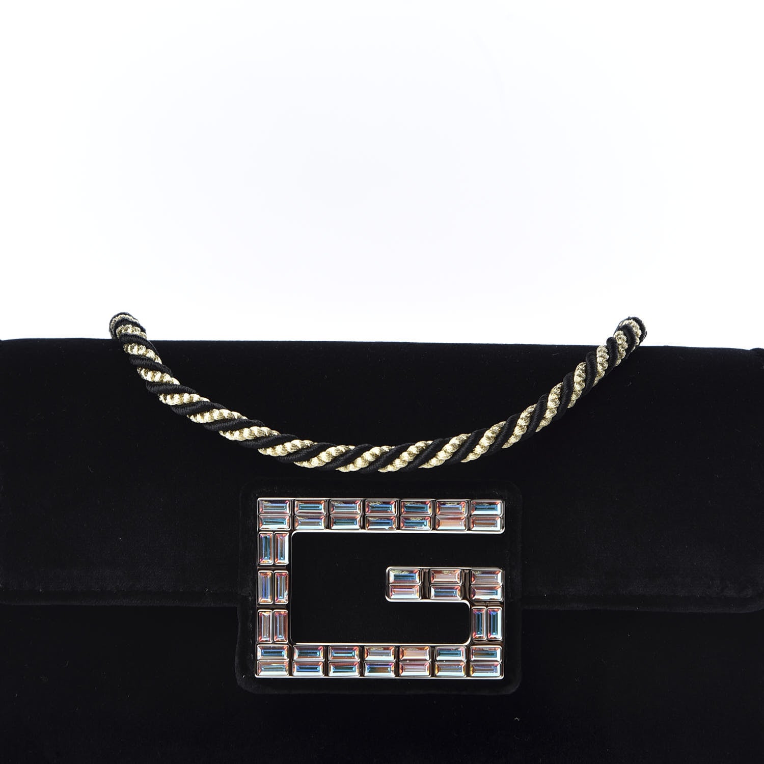 Gucci Velvet Crystal Square G Shoulder Bag Black 9 of 10