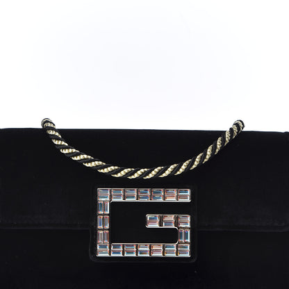 Gucci Velvet Crystal Square G Shoulder Bag Black 9 of 10
