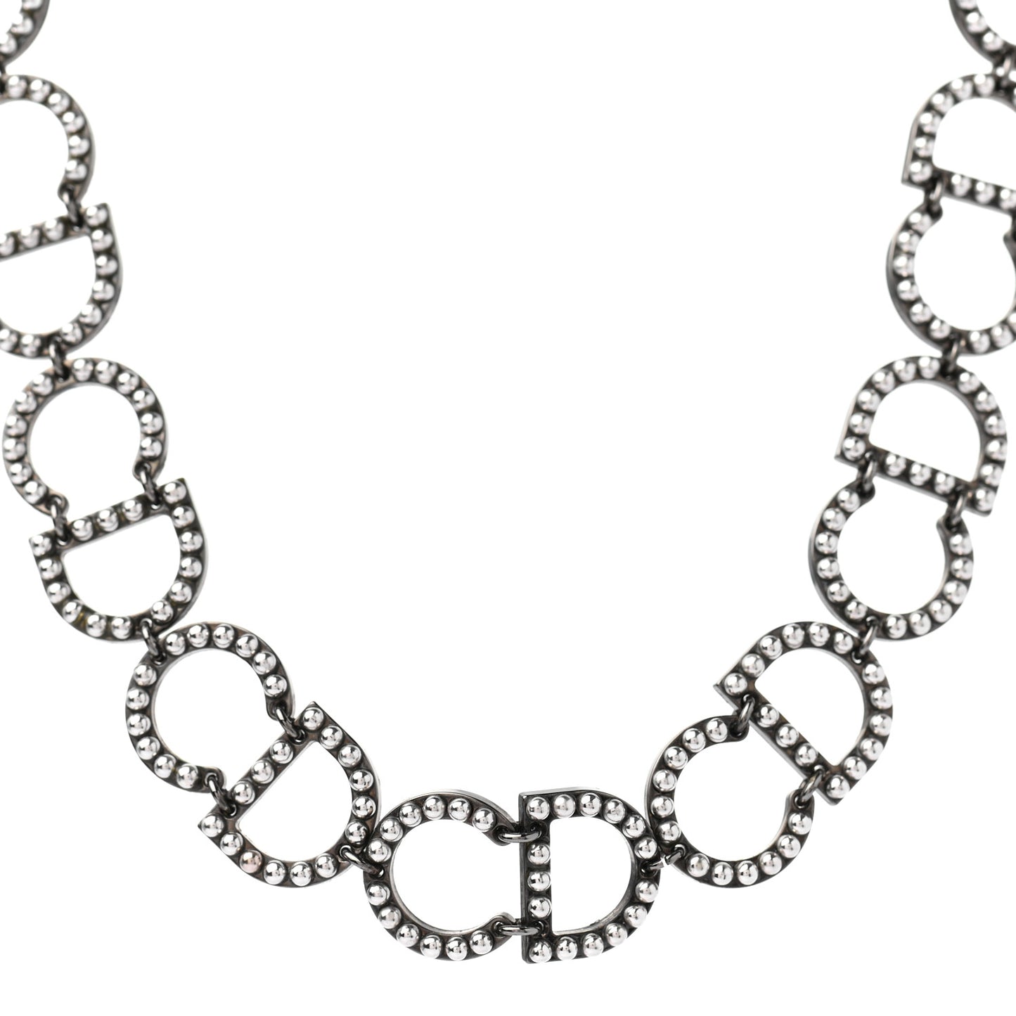 Metal Logo CD Choker Necklace Ruthenium