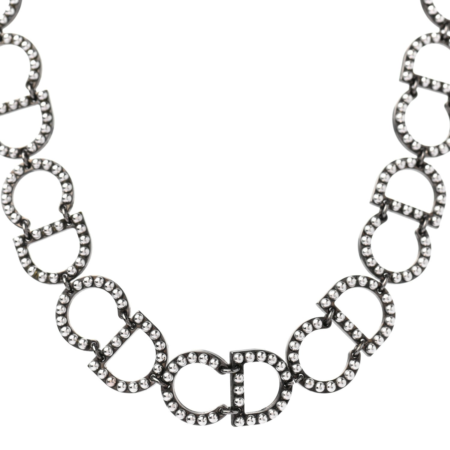Christian Dior Metal Logo CD Choker Necklace Ruthenium 1 of 5