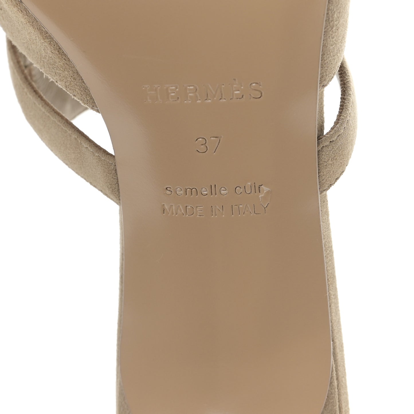 Suede Goatskin Satin Cute Sandals 37 Beige Argile