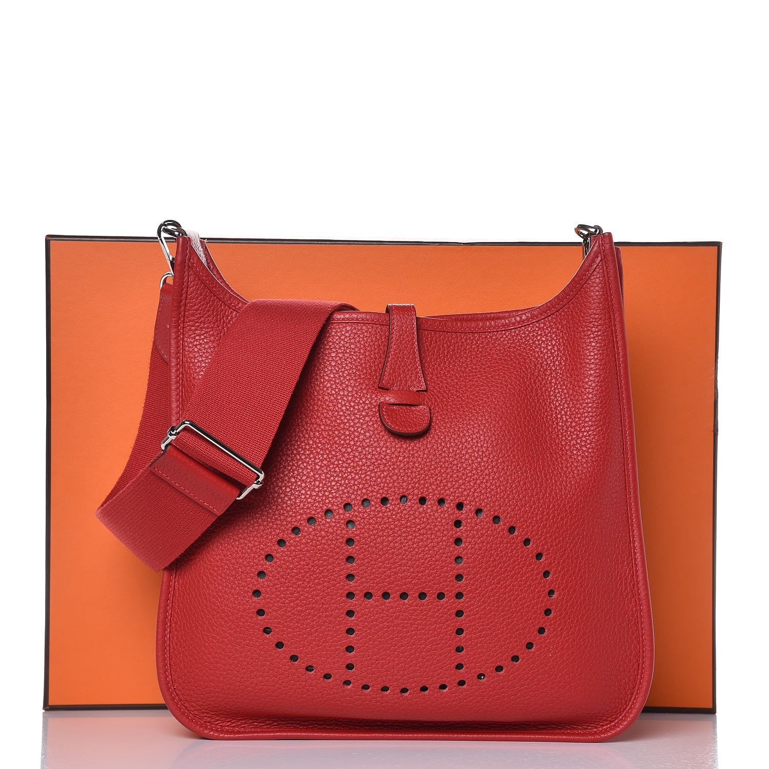 Hermes Taurillon Clemence Evelyne III PM Rouge Casaque 9 of 9
