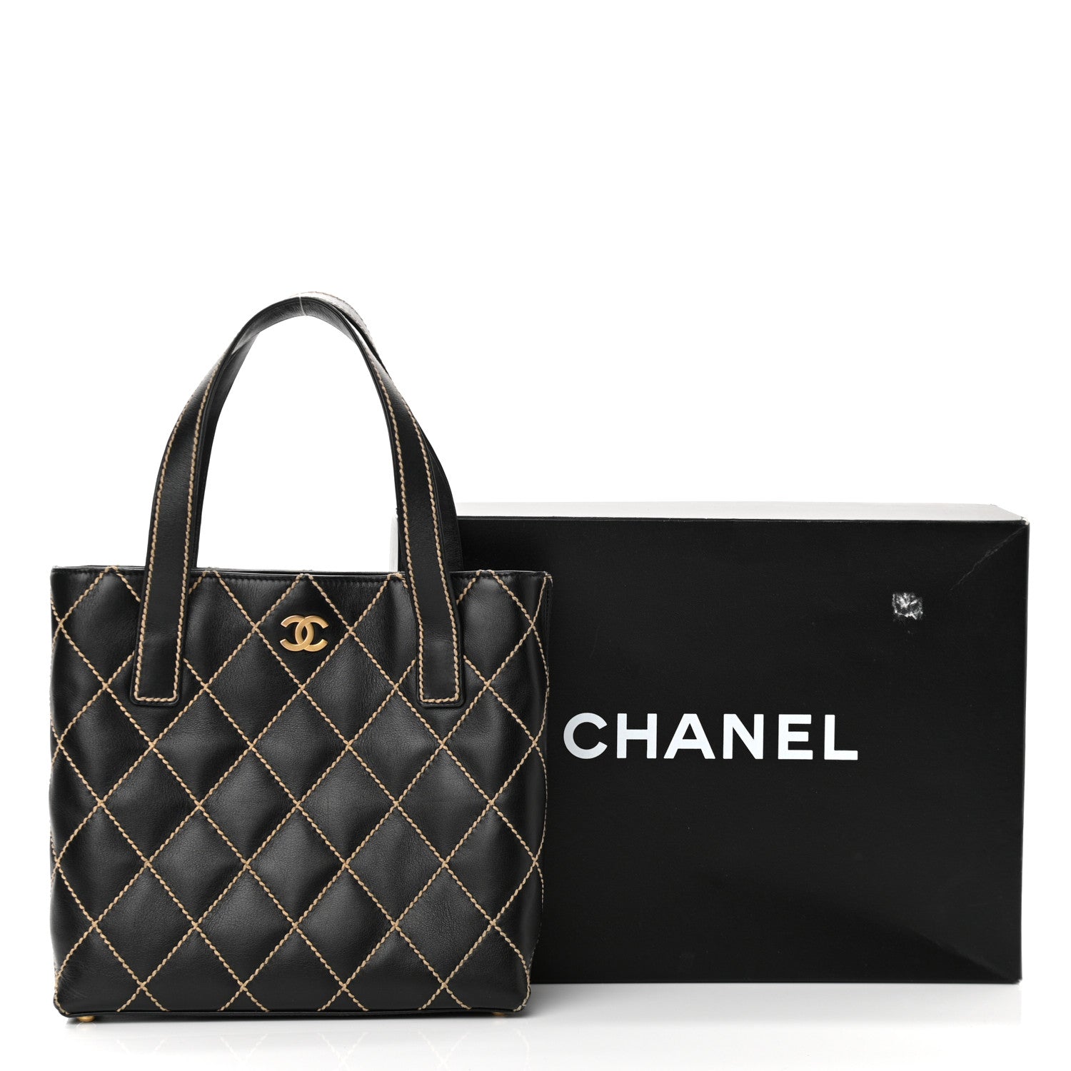 Chanel Calfskin Contrast Stitch Surpique Tote Black 11 of 11