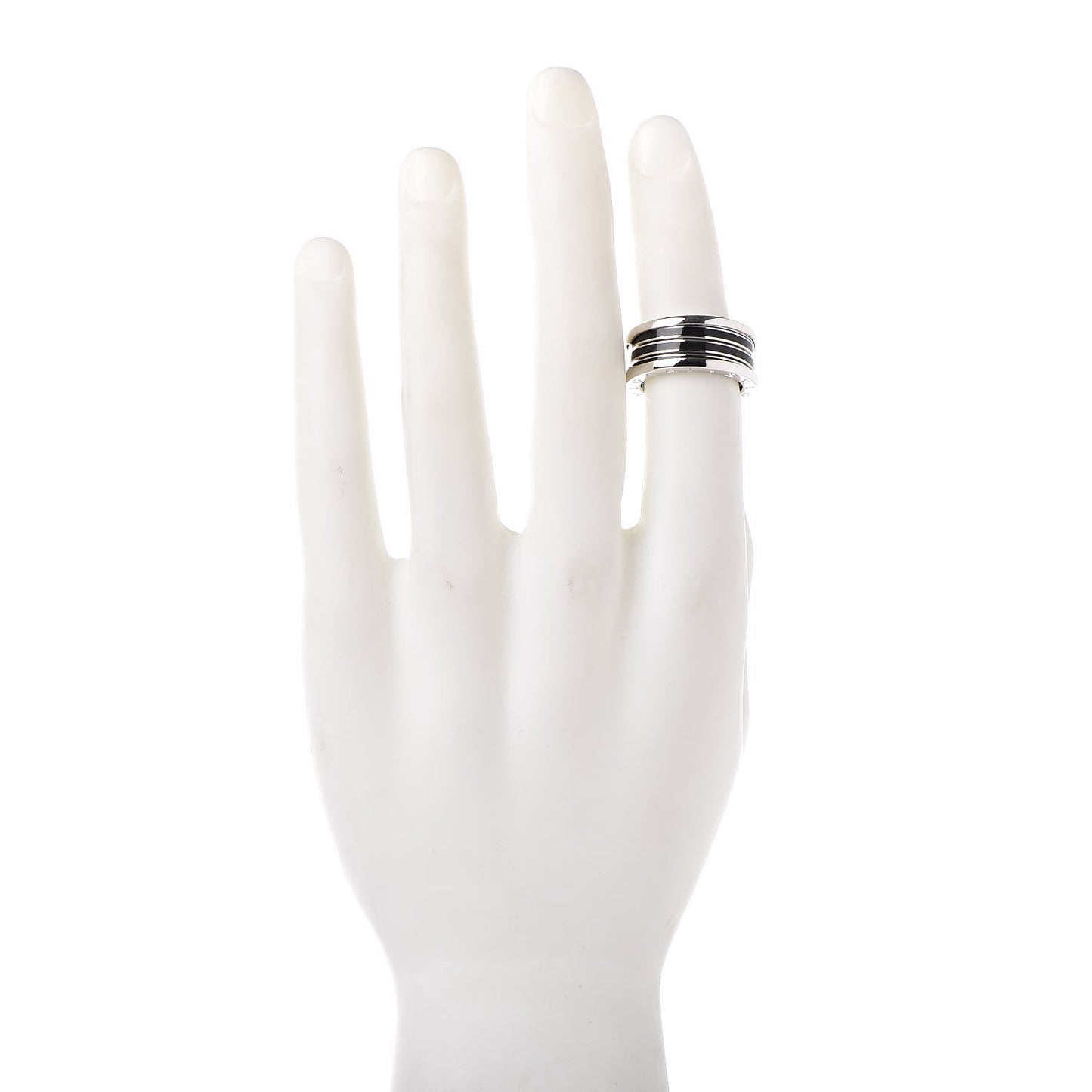 18K White Gold Black Enamel B.Zero1 4 Band Ring 60 9.25