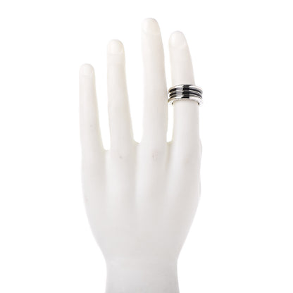 Bulgari 18K White Gold Black Enamel B.Zero1 4 Band Ring 60 9.25 2 of 7