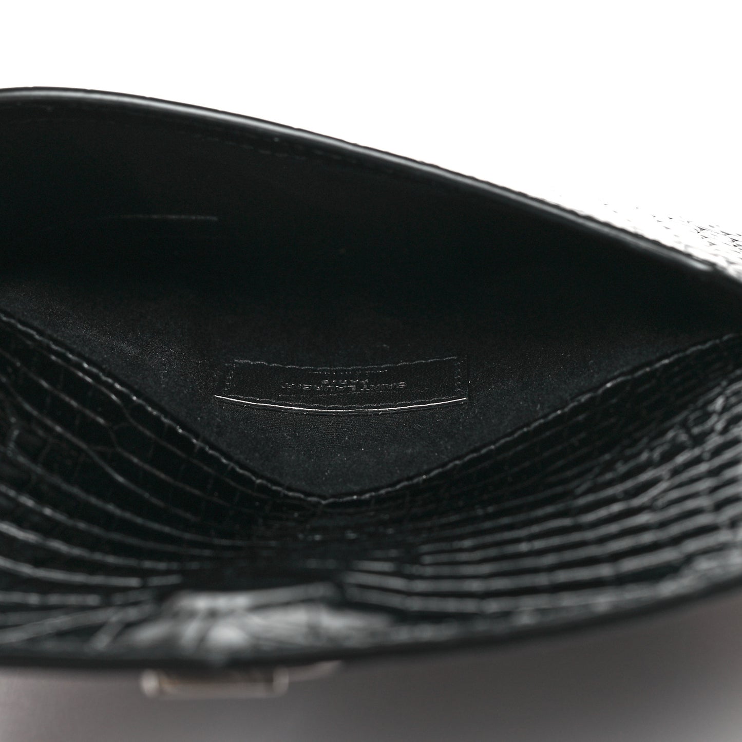 Calfskin Crocodile Embossed Monogram Uptown Baby Pouch Black
