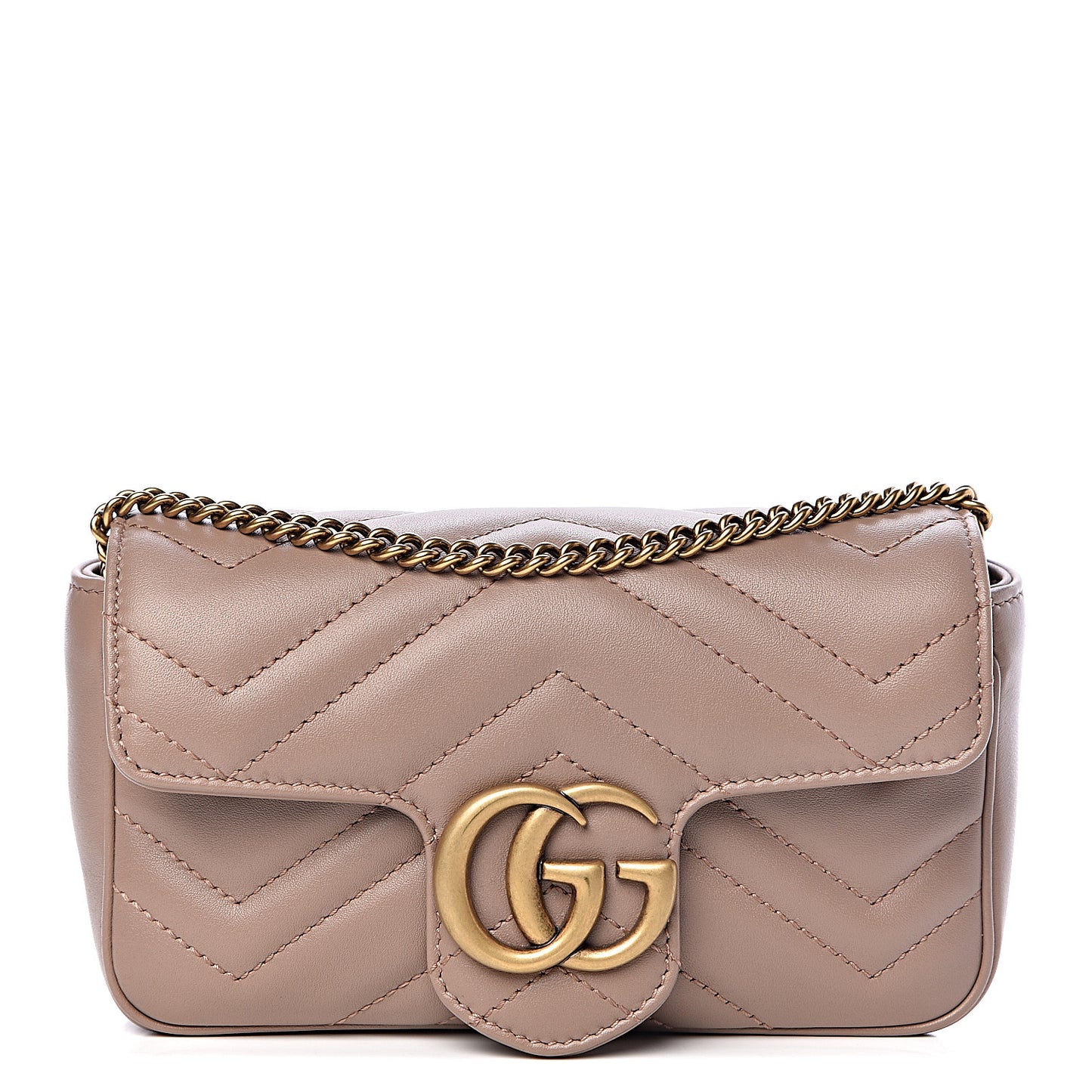 Calfskin Matelasse Super Mini GG Marmont Shoulder Bag Porcelain Rose