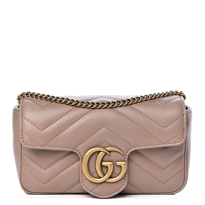 Gucci Calfskin Matelasse Super Mini GG Marmont Shoulder Bag Porcelain Rose 1 of 11