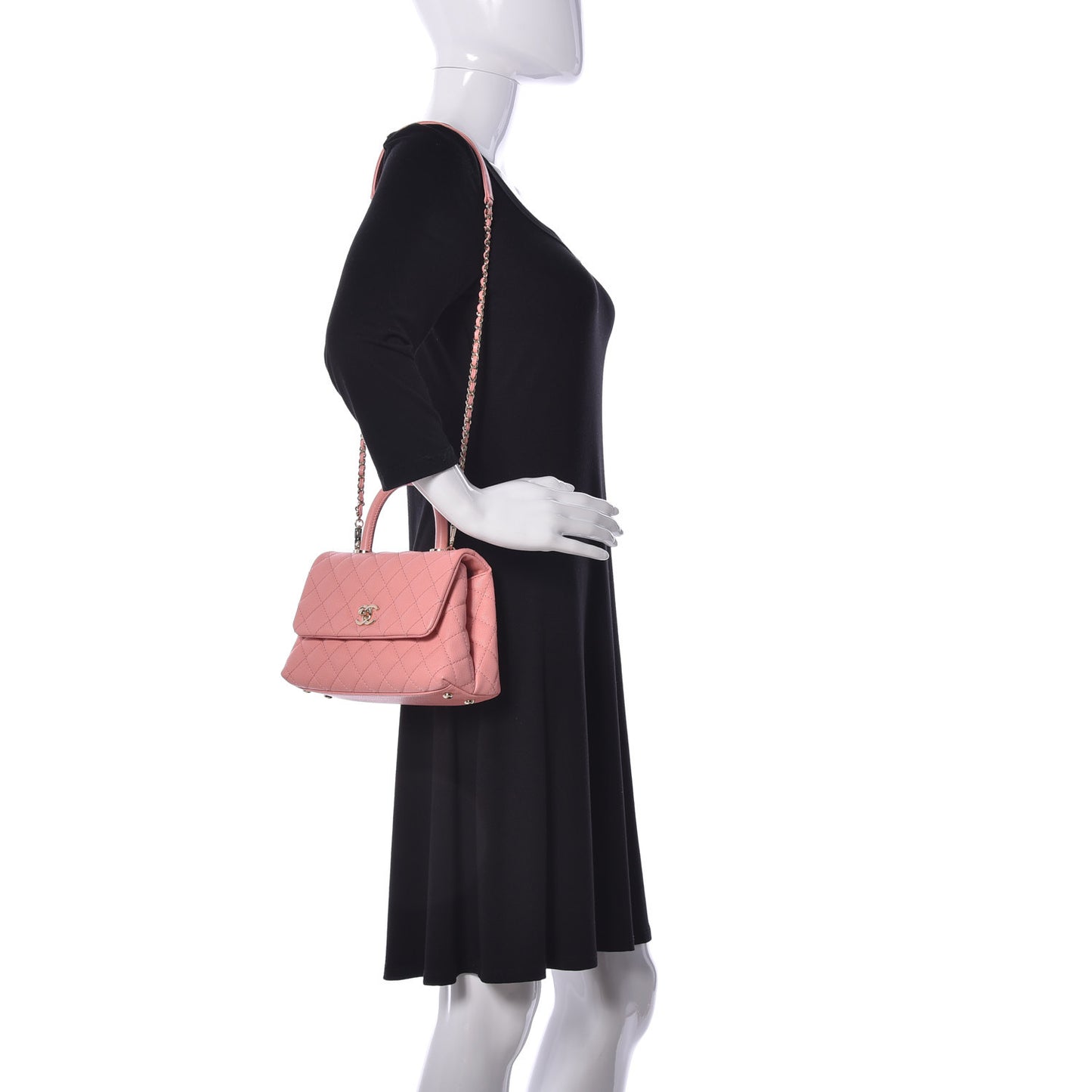 Caviar Quilted Mini Coco Handle Flap Pink