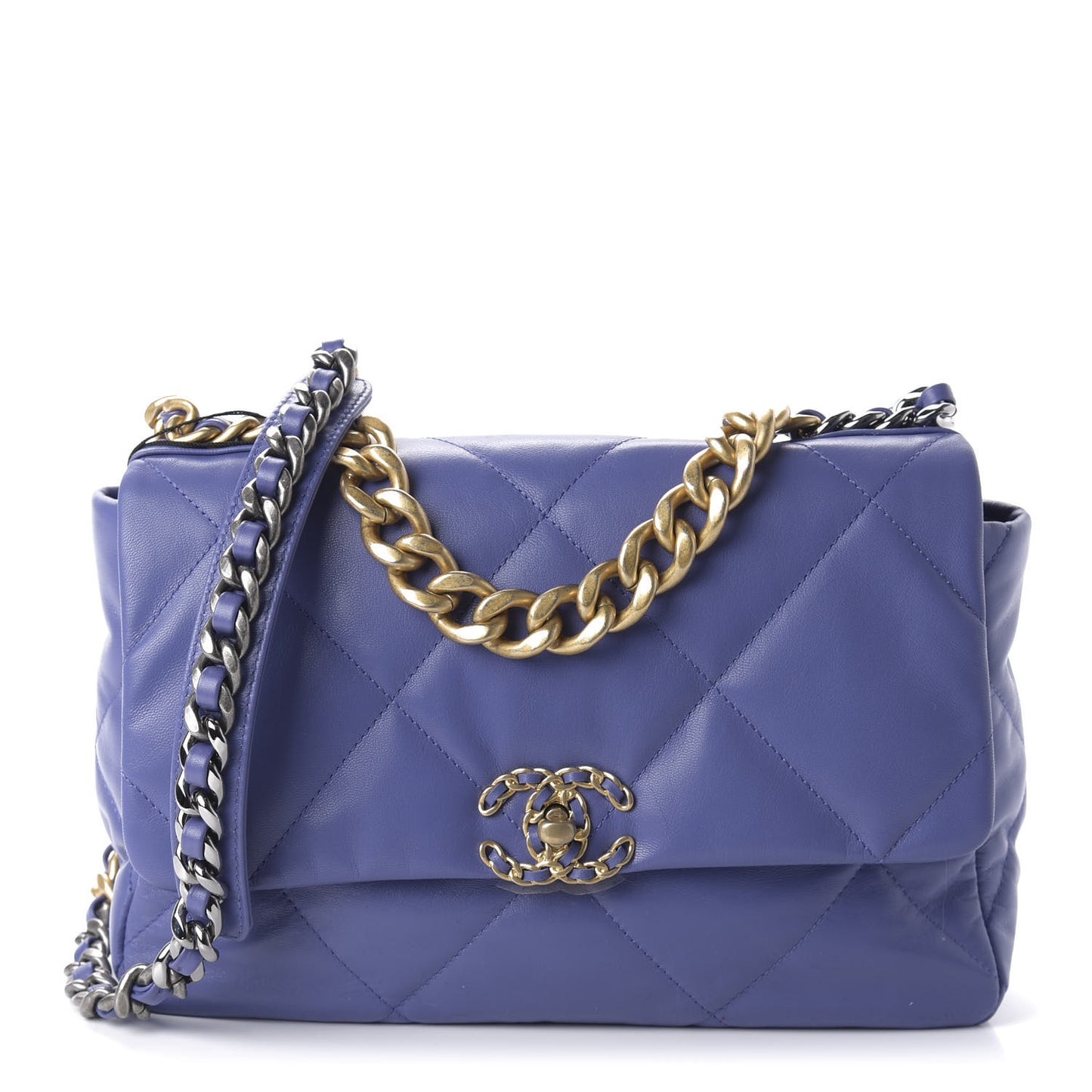 Goatskin Quilted Large Chanel 19 Flap Purple