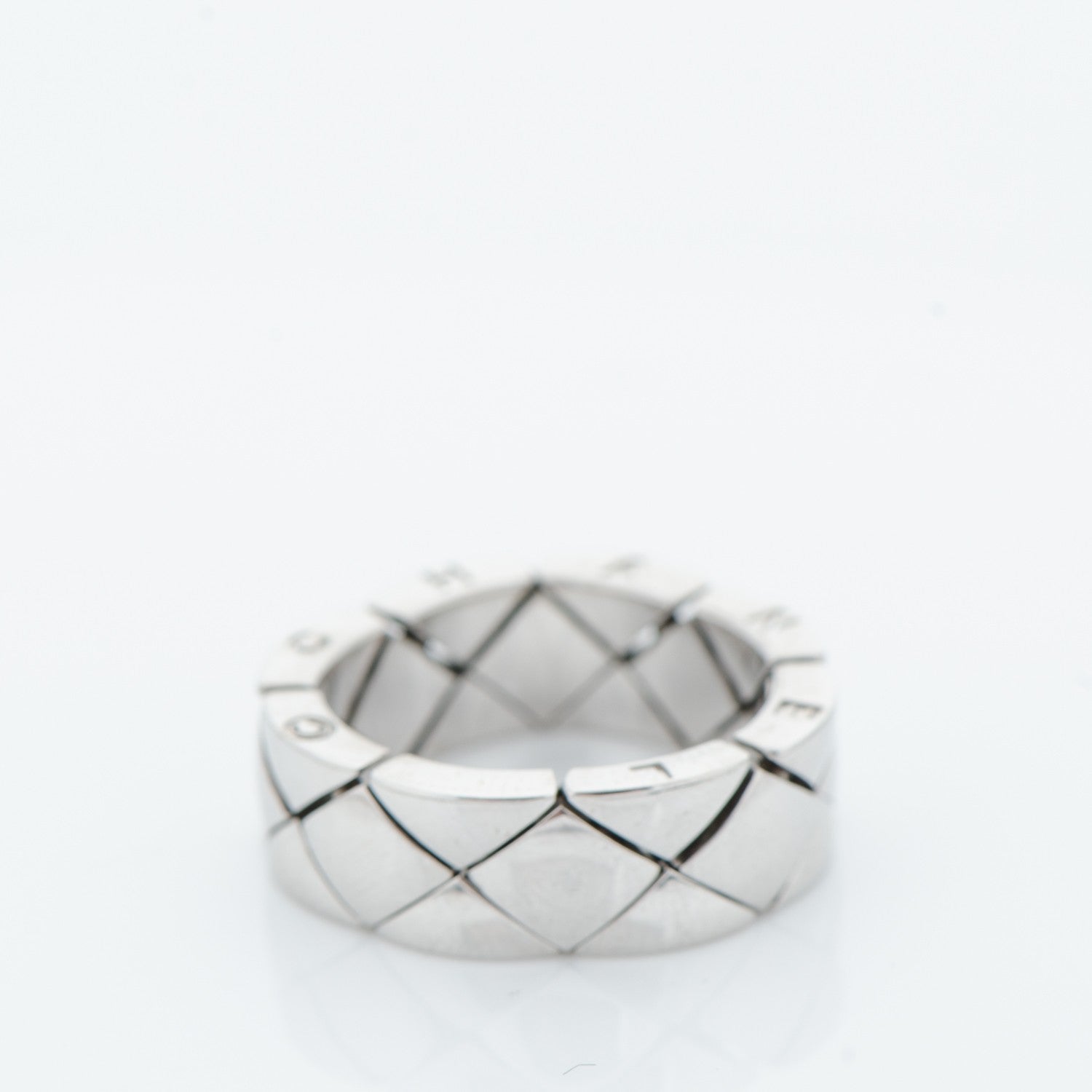 Chanel 18K White Matelasse Ring 6 4 of 5