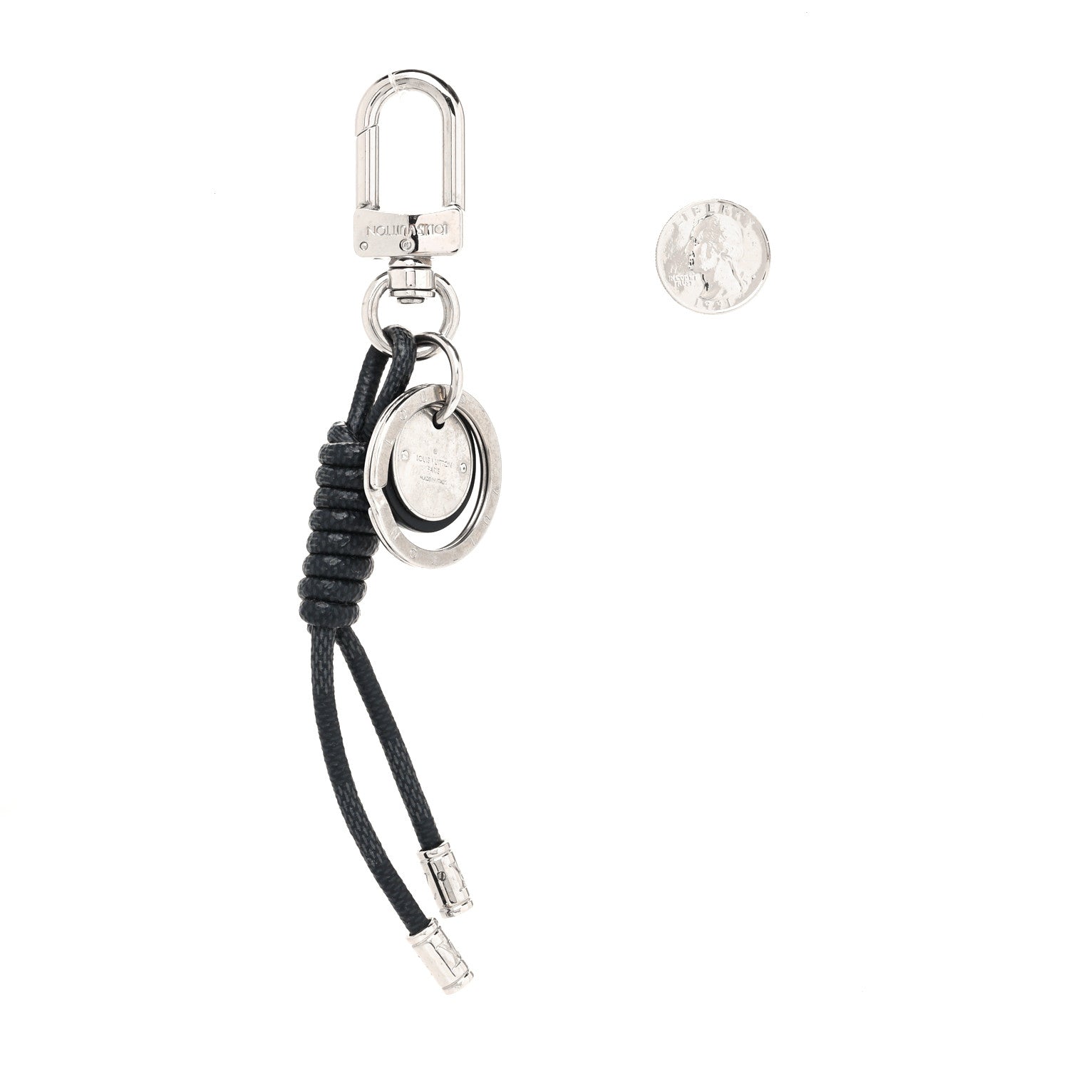 Louis Vuitton Palladium Damier Graphite Rope Bag Charm Key Holder 2 of 3