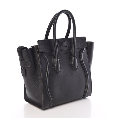 Celine Drummed Calfskin Micro Luggage Black 3 of 9
