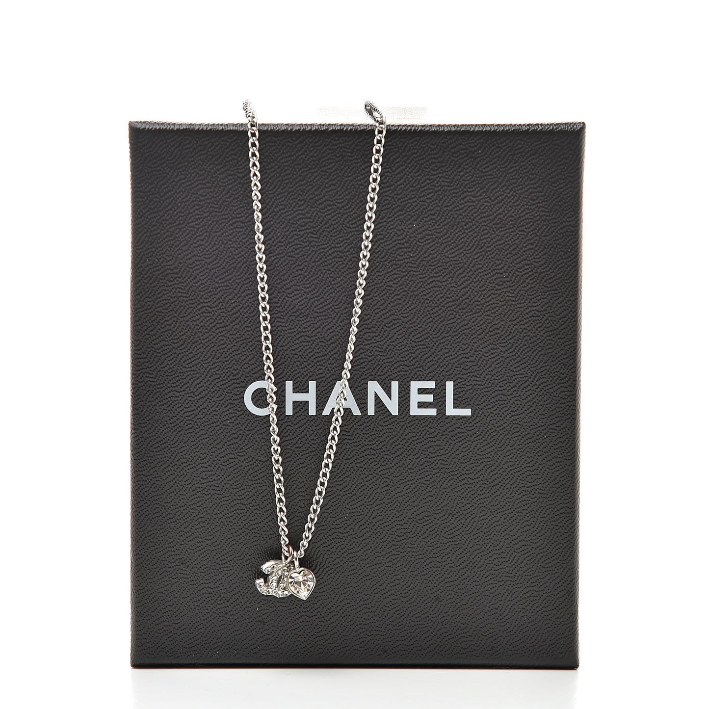Crystal Mini Heart CC Necklace Silver