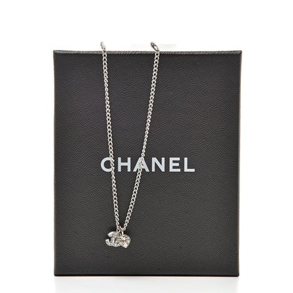 Chanel Crystal Mini Heart CC Necklace Silver 6 of 6