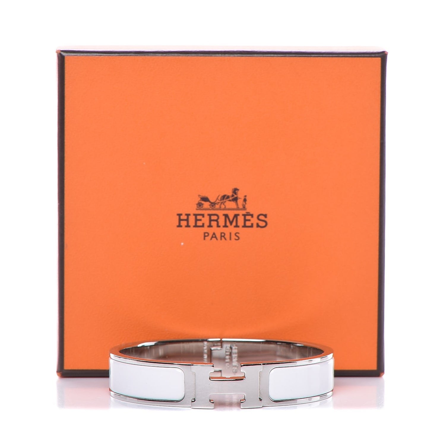 Enamel Narrow Clic Clac H Bracelet PM White