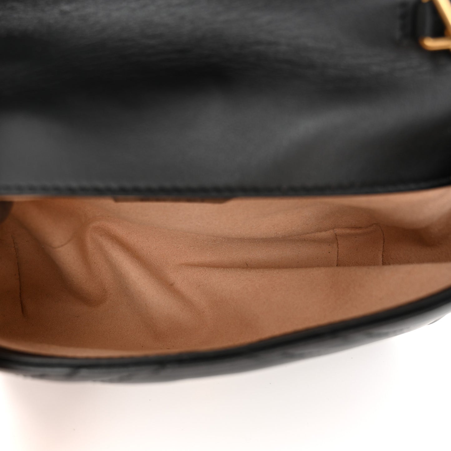 Calfskin Matelasse Super Mini GG Marmont Shoulder Bag Black