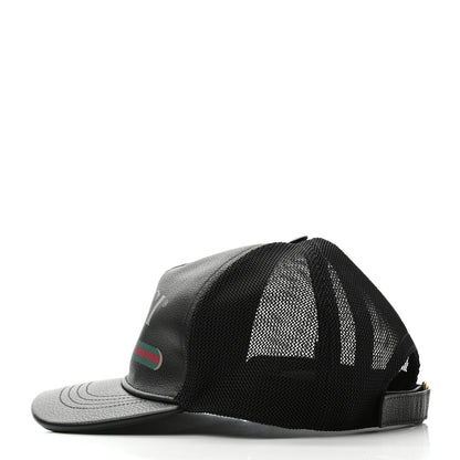 Gucci Grained Calfskin Logo Baseball Hat L Black 3 of 8