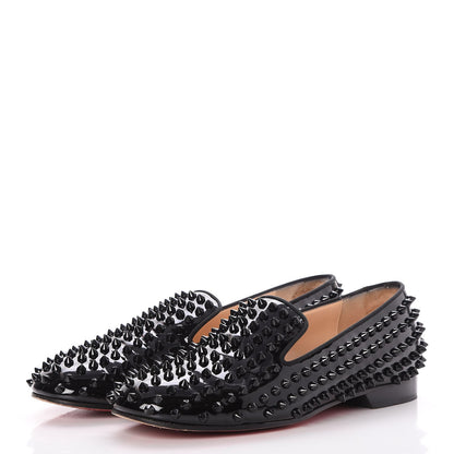 Christian Louboutin Patent Calfskin Rolling Spikes Loafers 38 Black 3 of 10