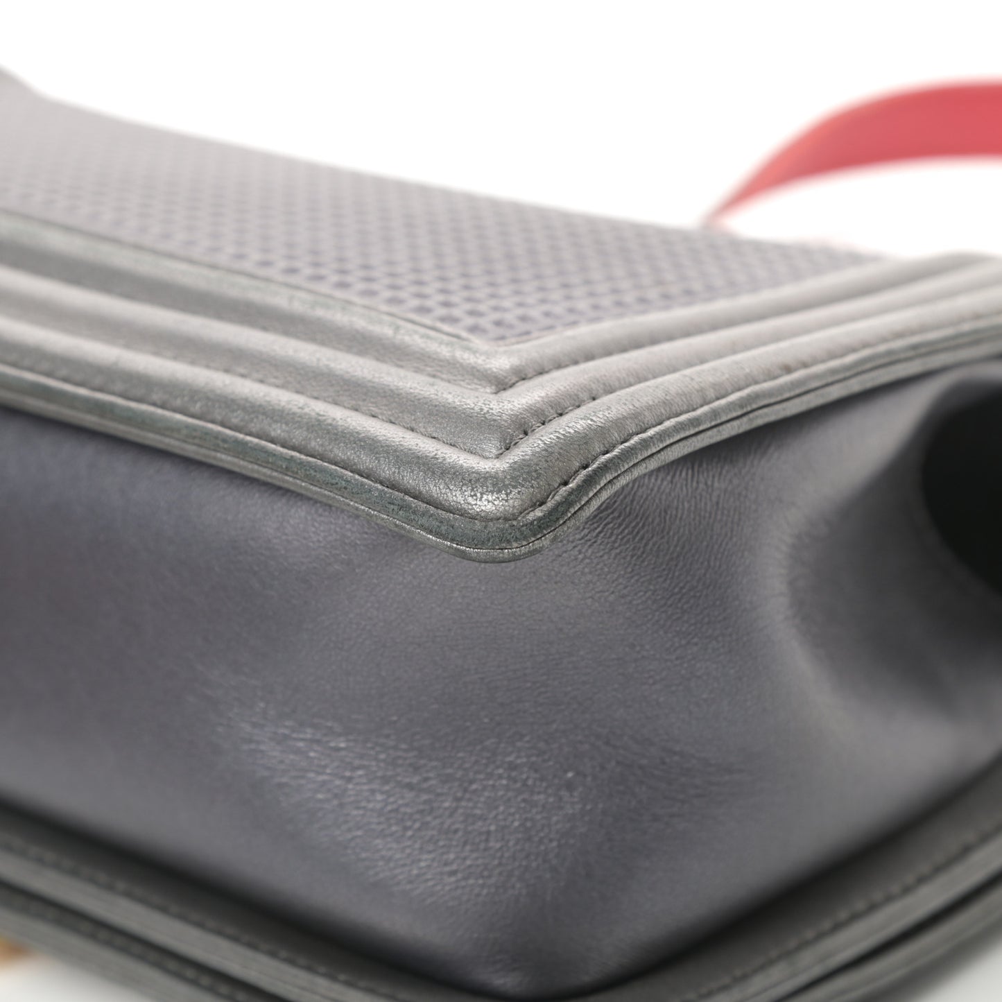 Lambskin Embossed Medium Boy Cube Flap Grey