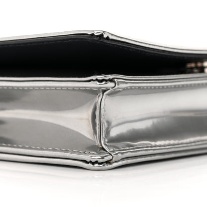 Christian Dior Metallic Patent Micro-Cannage Diorama Wallet on Chain Pouch Silver 9 of 10