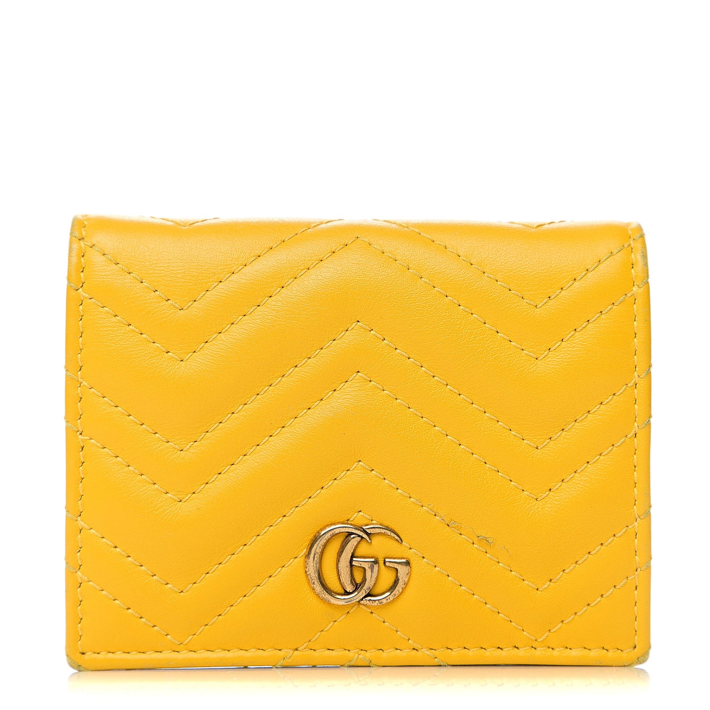 Calfskin Matelasse GG Marmont Card Case Stone Topaz