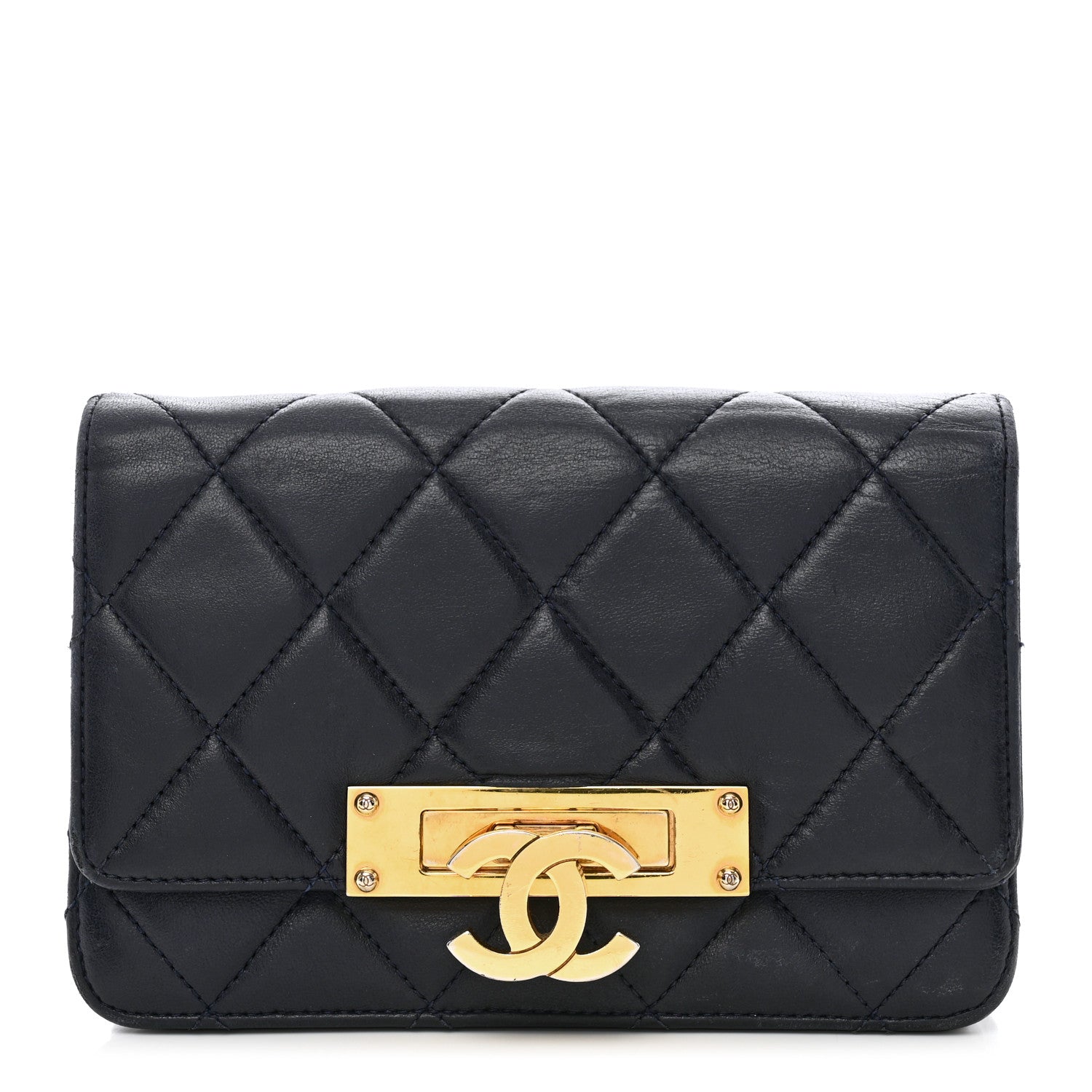 Chanel Lambskin Quilted Golden Class Wallet on Chain WOC Navy 1 of 13