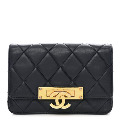 Chanel Lambskin Quilted Golden Class Wallet on Chain WOC Navy 1 of 13